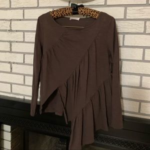 Brown ruffle tier top